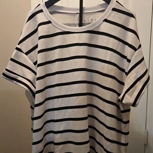 Lane Bryant LIVI Black and White Striped Top